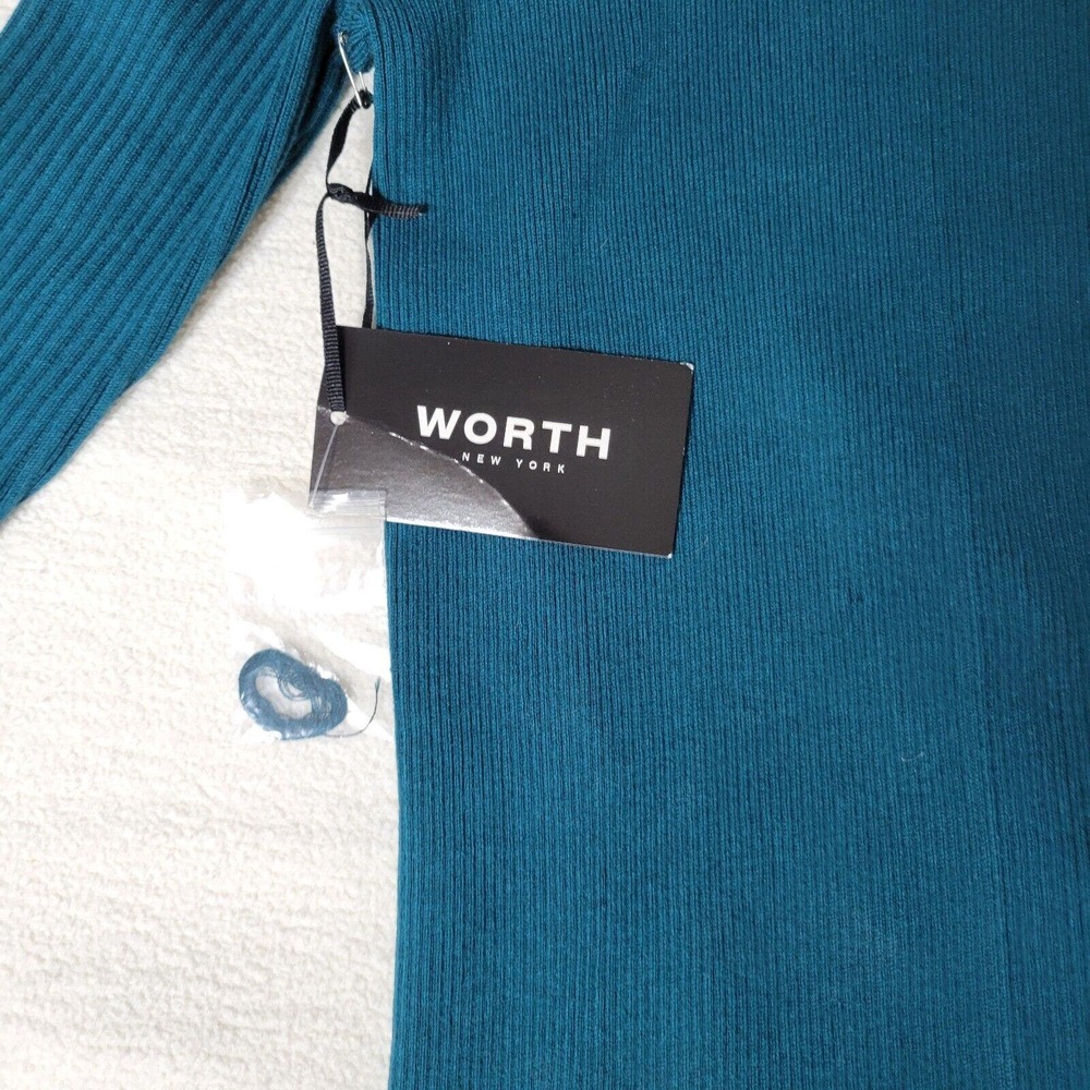 Worth New York Sweater Womens Sz P Lightweight Teal Green Silk Blend Academia - Picture 15 of 16